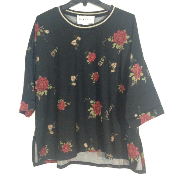 Hiatus Tops - Hiatus Black Floral Top